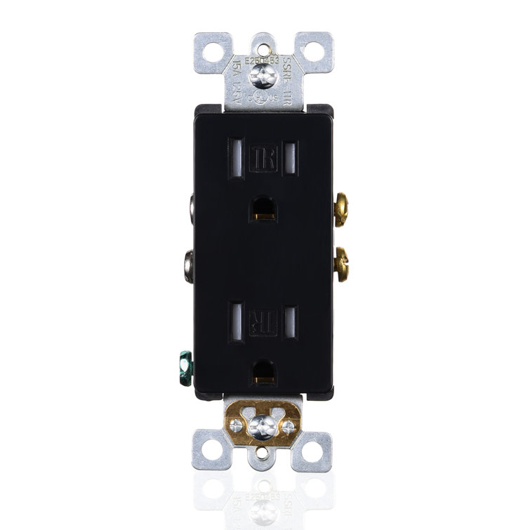 Black Tamper Resistant Duplex Outlet with Wall Plate