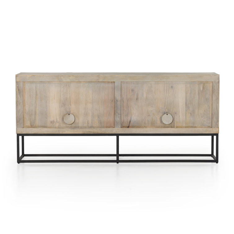 Kelby Vintage Brown 69'' Light Wash Carved Mango Wood Buffet