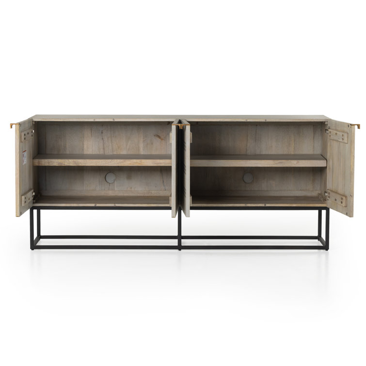 Kelby Vintage Brown 69'' Light Wash Carved Mango Wood Buffet