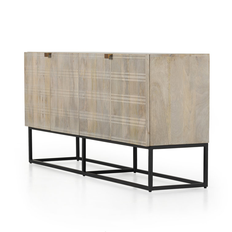 Kelby Vintage Brown 69'' Light Wash Carved Mango Wood Buffet