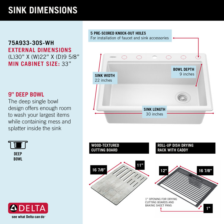White Granite Composite Single Bowl Workstation Kitchen Sink
