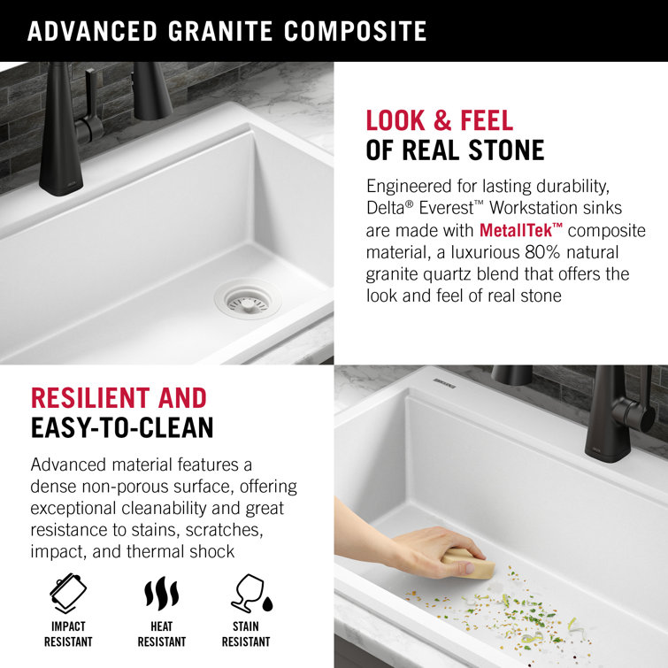 White Granite Composite Single Bowl Workstation Kitchen Sink