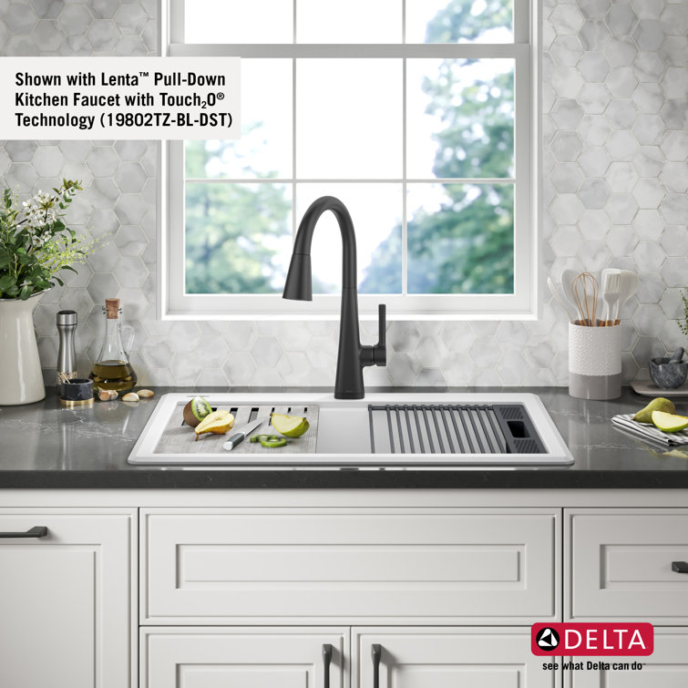 White Granite Composite Single Bowl Workstation Kitchen Sink
