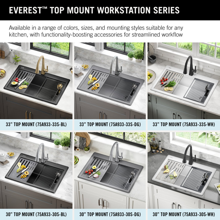 White Granite Composite Single Bowl Workstation Kitchen Sink