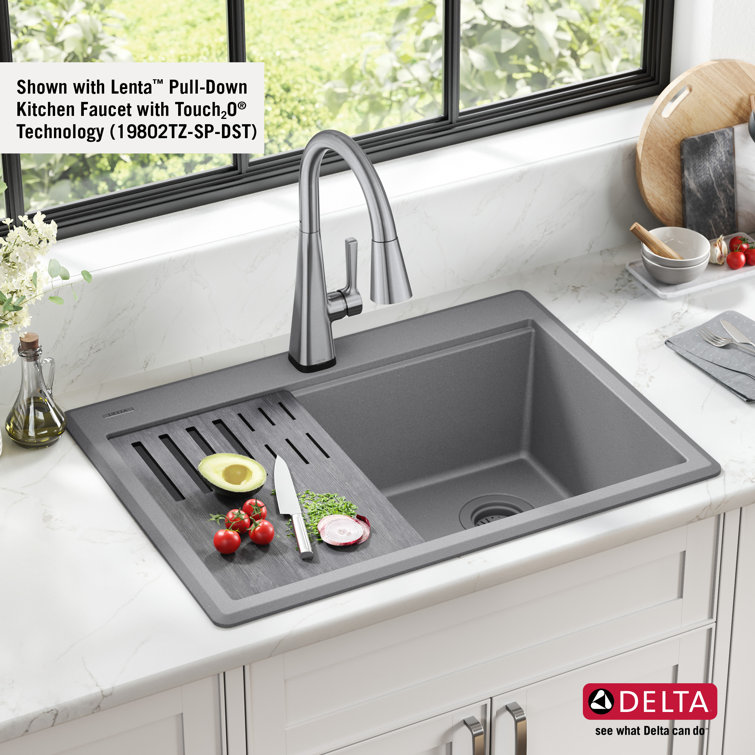 Delta Everest 30" Gray Granite Composite Single Bowl Workstation Sink