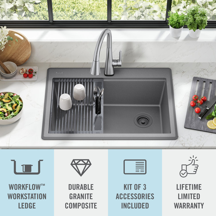 Delta Everest 30" Gray Granite Composite Single Bowl Workstation Sink