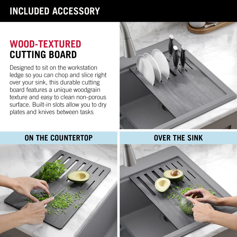 Delta Everest 30" Gray Granite Composite Single Bowl Workstation Sink