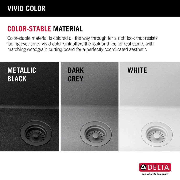 Delta Everest 30" Gray Granite Composite Single Bowl Workstation Sink
