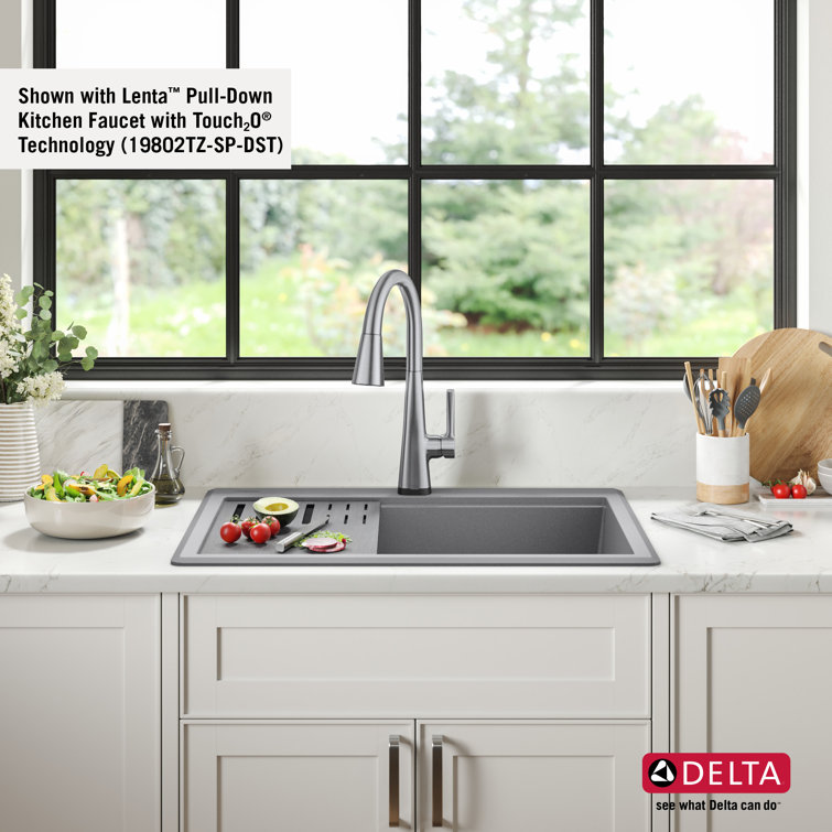 Delta Everest 30" Gray Granite Composite Single Bowl Workstation Sink
