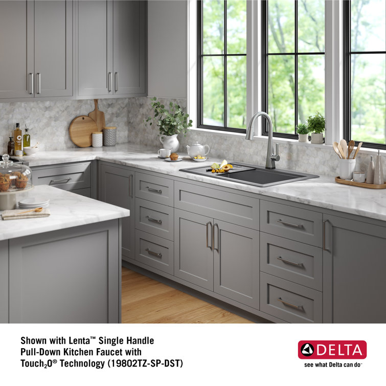 Delta Everest 30" Gray Granite Composite Single Bowl Workstation Sink