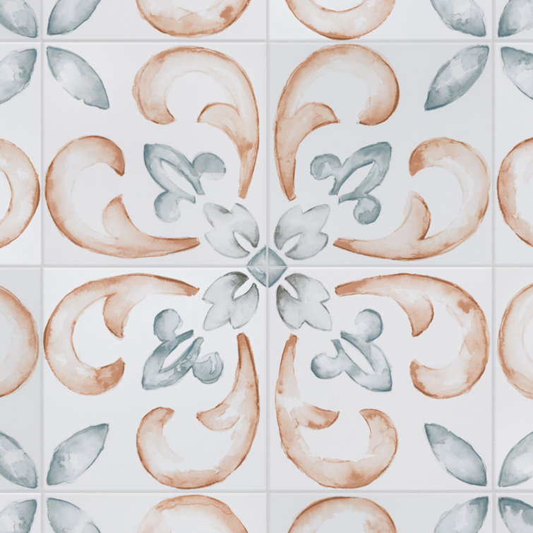 Saint Germain 6" Matte Porcelain Hand-Painted Wall & Floor Tile