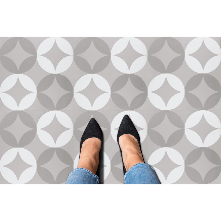 Grey and White 12'' x 12'' Self-Adhesive Vinyl Floor Tiles