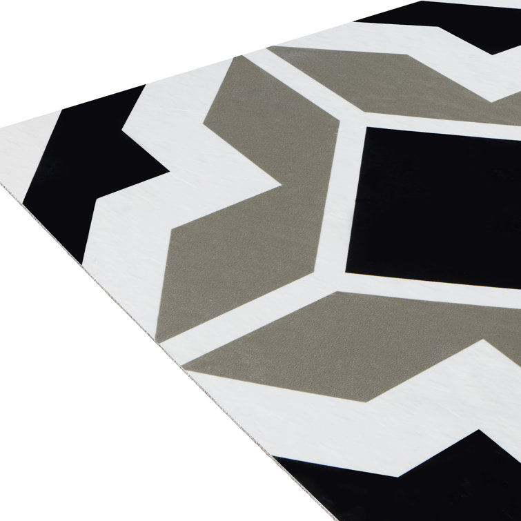 Retro Black and Grey 12-Inch Self-Adhesive Vinyl Floor Tiles