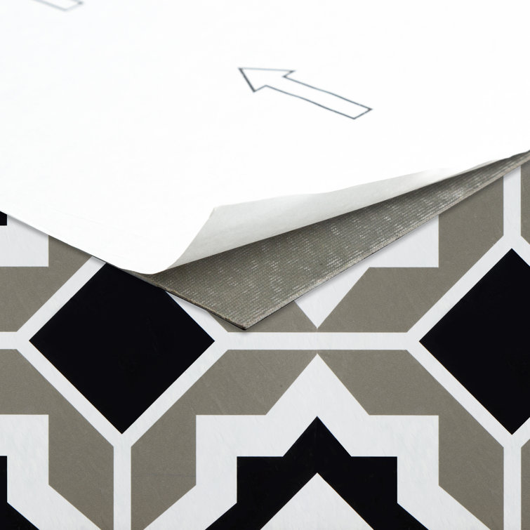 Retro Black and Grey 12-Inch Self-Adhesive Vinyl Floor Tiles