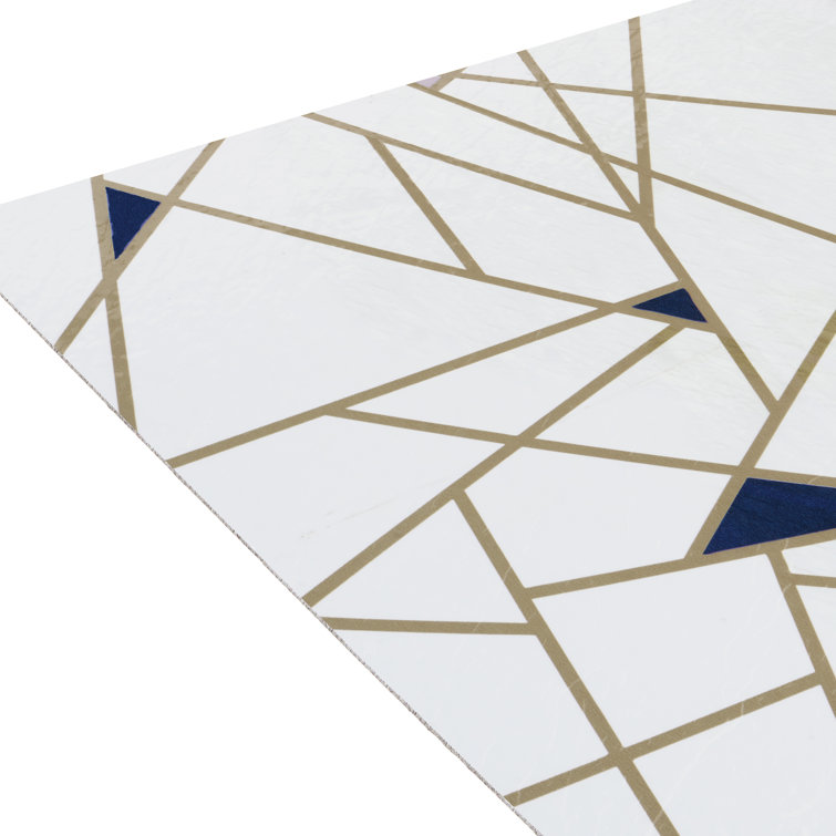 Edge Pattern Blue and Cream 12-Inch Vinyl Floor Tiles