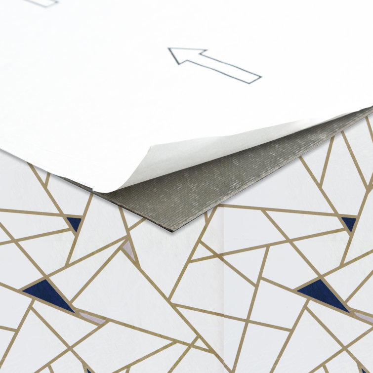 Edge Pattern Blue and Cream 12-Inch Vinyl Floor Tiles