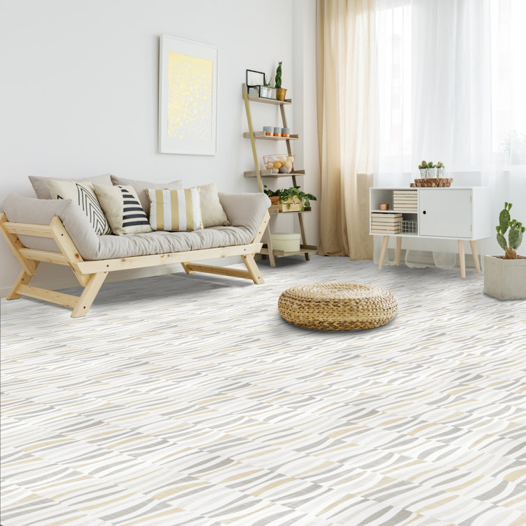 Linen Waves 12-Inch Self-Adhesive Vinyl Floor Tiles