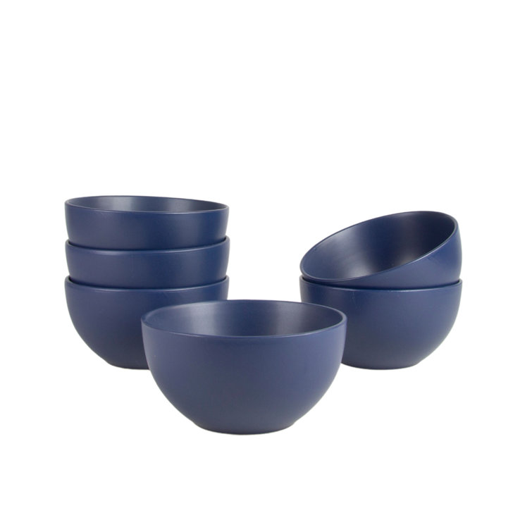 Midnight Blue Ceramic 16 oz. Round Cereal Bowls, Set of 6