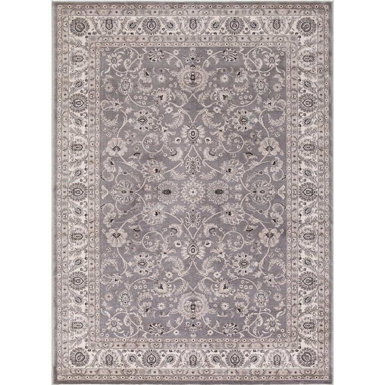 Gray and Beige Synthetic Tufted Oriental Area Rug, 3' x 5'