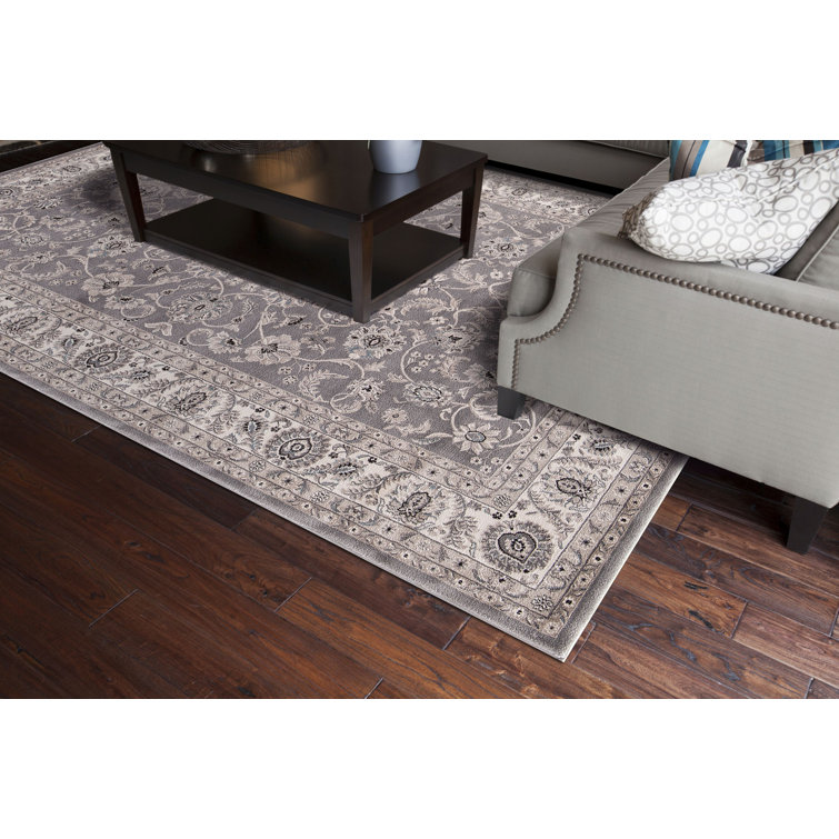 Gray and Beige Synthetic Tufted Oriental Area Rug, 3' x 5'