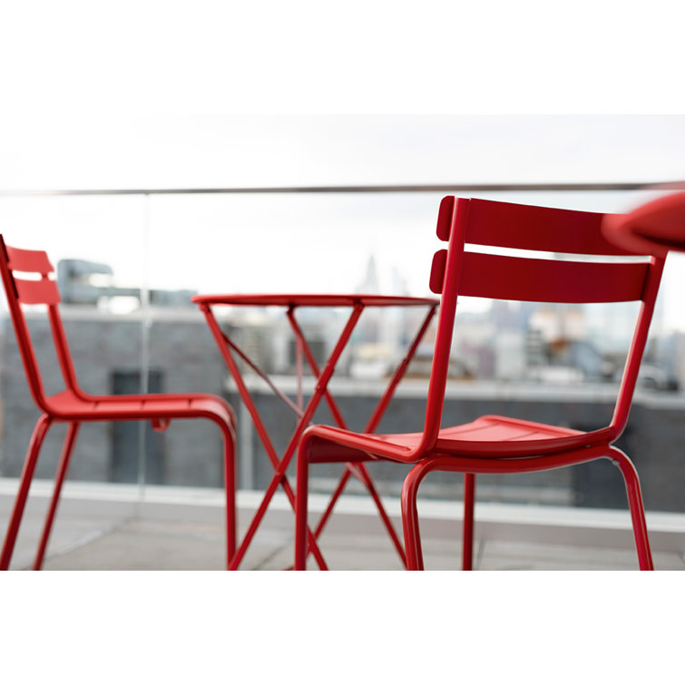 Honey Textured Aluminum Stackable Outdoor Dining Chairs, Set of 4