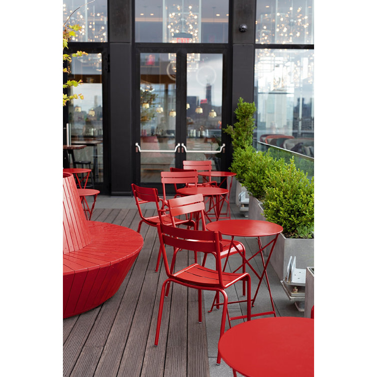 Honey Textured Aluminum Stackable Outdoor Dining Chairs, Set of 4