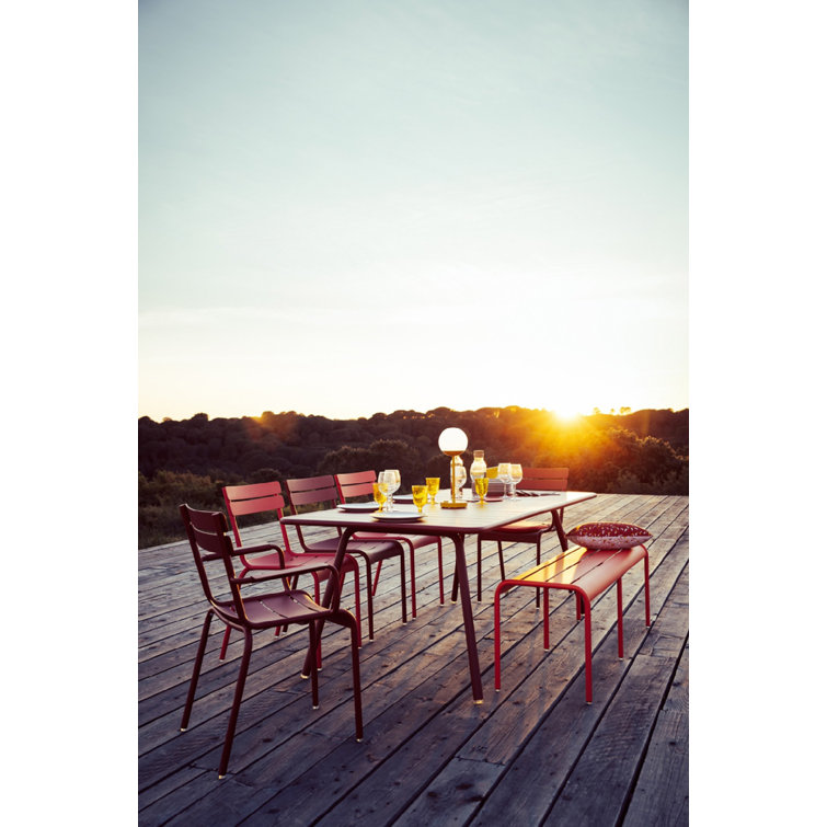 Honey Textured Aluminum Stackable Outdoor Dining Chairs, Set of 4