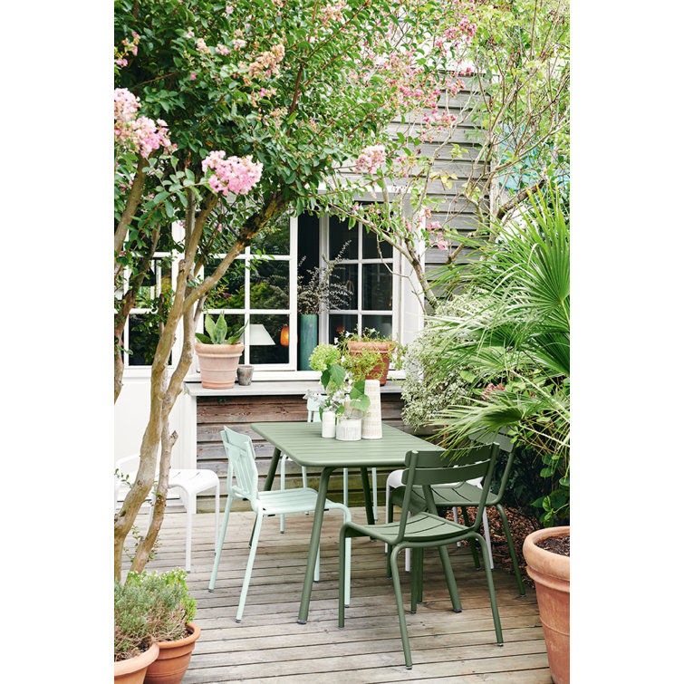 Honey Textured Aluminum Stackable Outdoor Dining Chairs, Set of 4