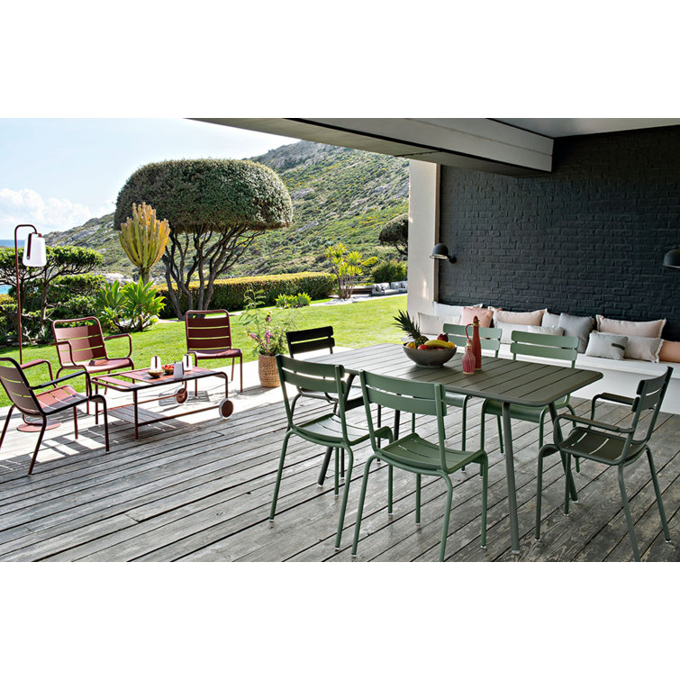 Honey Textured Aluminum Stackable Outdoor Dining Chairs, Set of 4