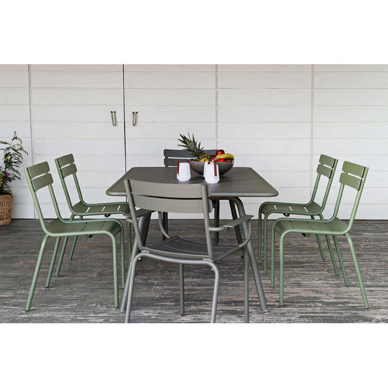Rosemary Aluminum Armless Outdoor Stacking Dining Chairs, Set of 4