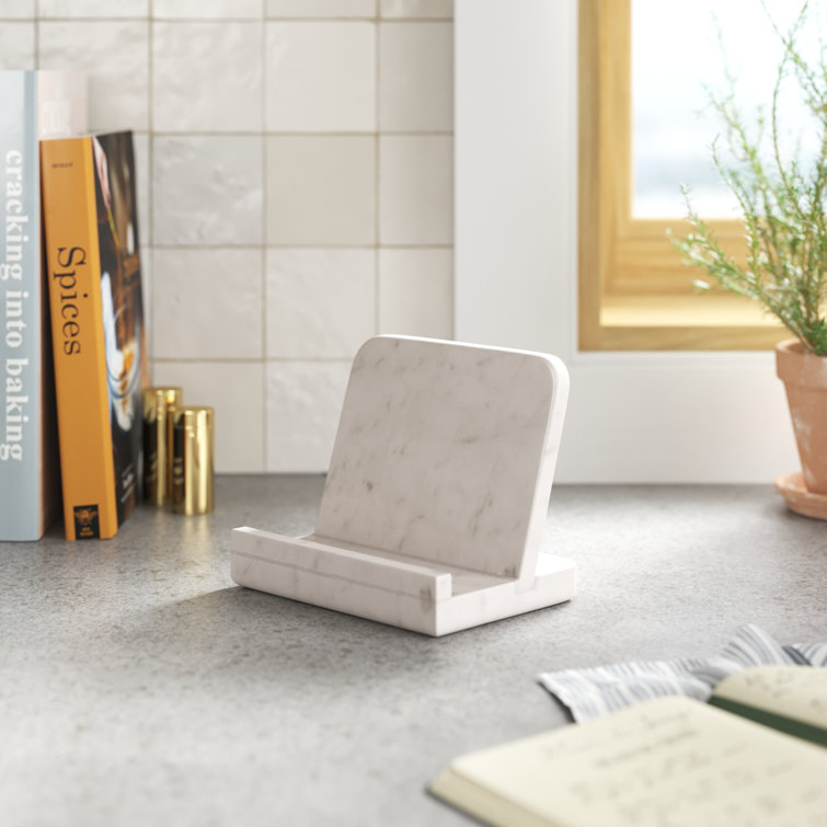Creamy White Marble Modern Cook Book Stand