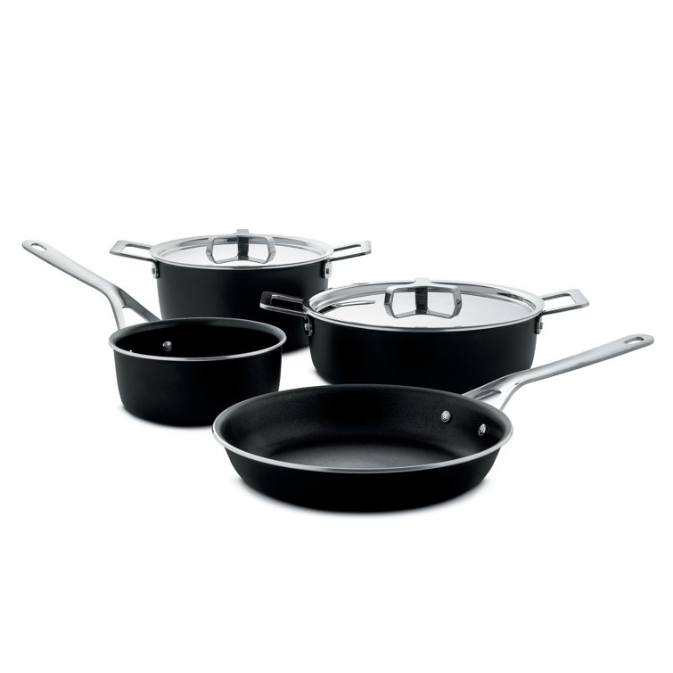 Black Stainless Steel and Aluminum 6-Piece Non-stick Cookware Set
