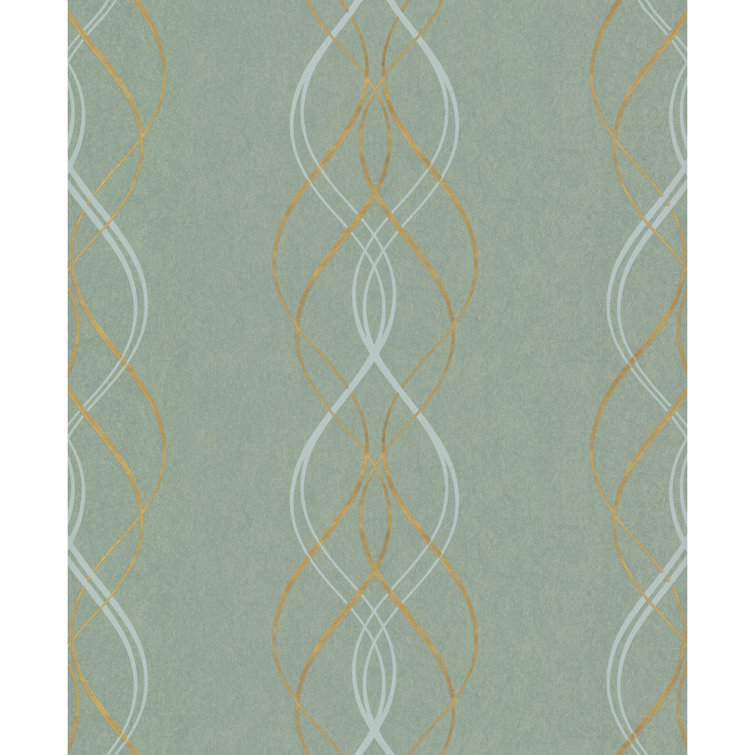 Blue and Gold Non-Pasted Washable Wallpaper Roll