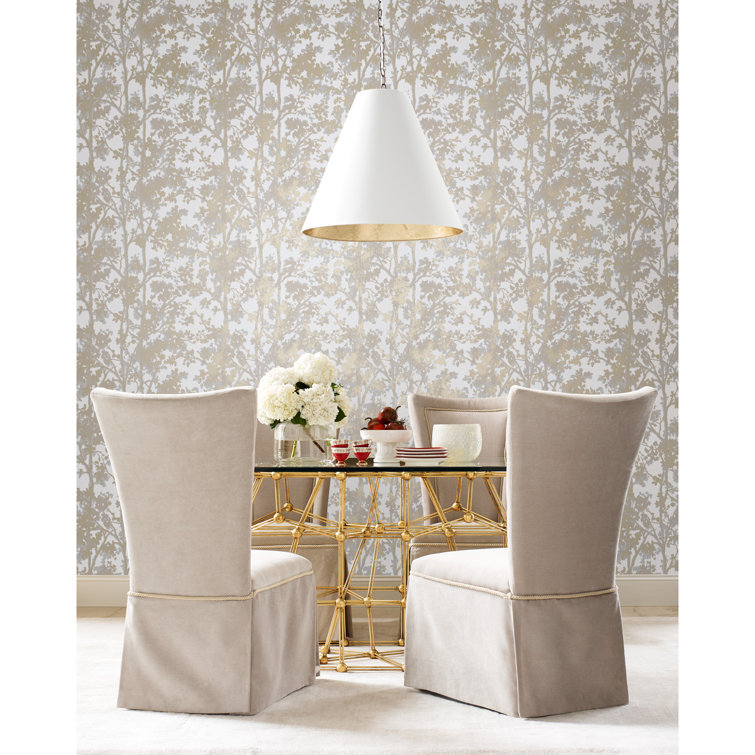Blue and Gold Non-Pasted Washable Floral Wallpaper