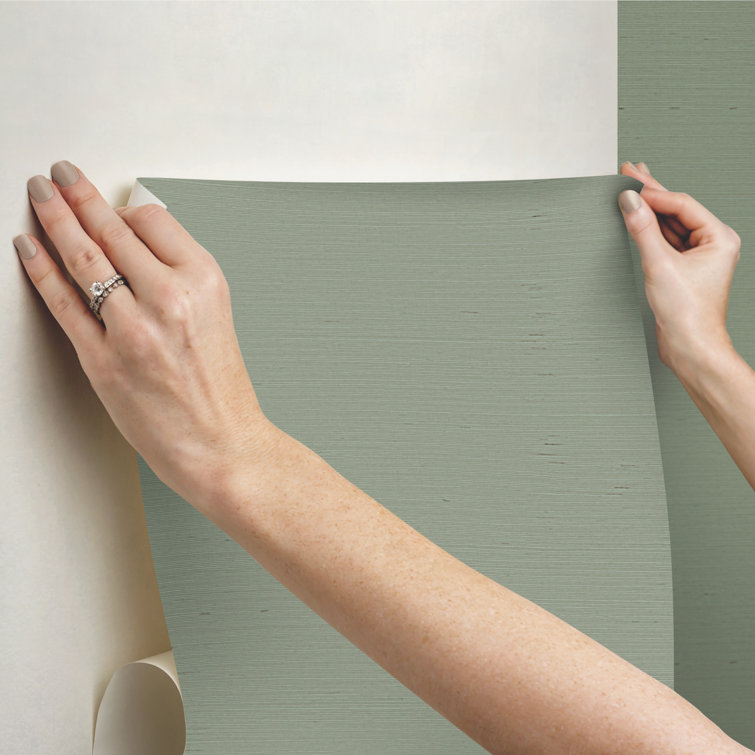 Spa Green Removable Grasscloth Wallpaper Double Roll