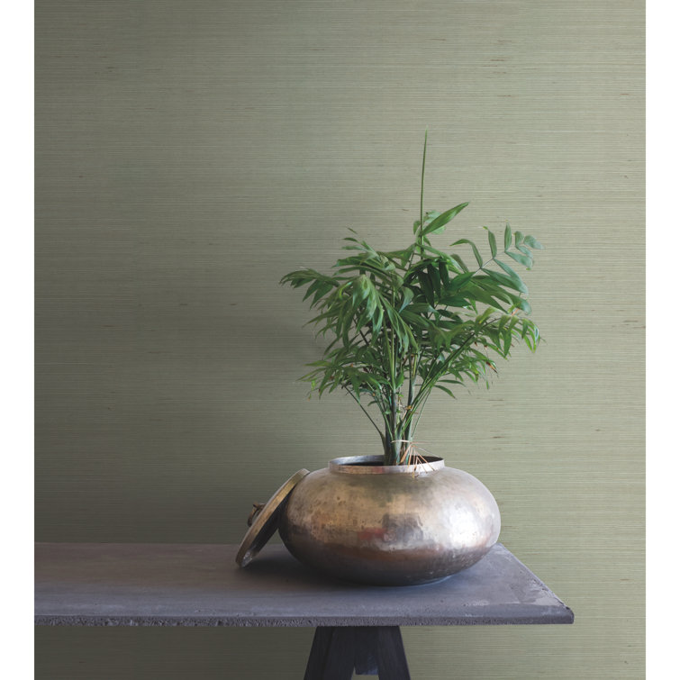 Spa Green Removable Grasscloth Wallpaper Double Roll