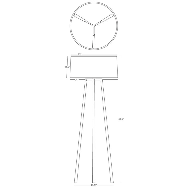 Shinto Elegant Wrought Iron Tripod Floor Lamp with White Fabric Shade