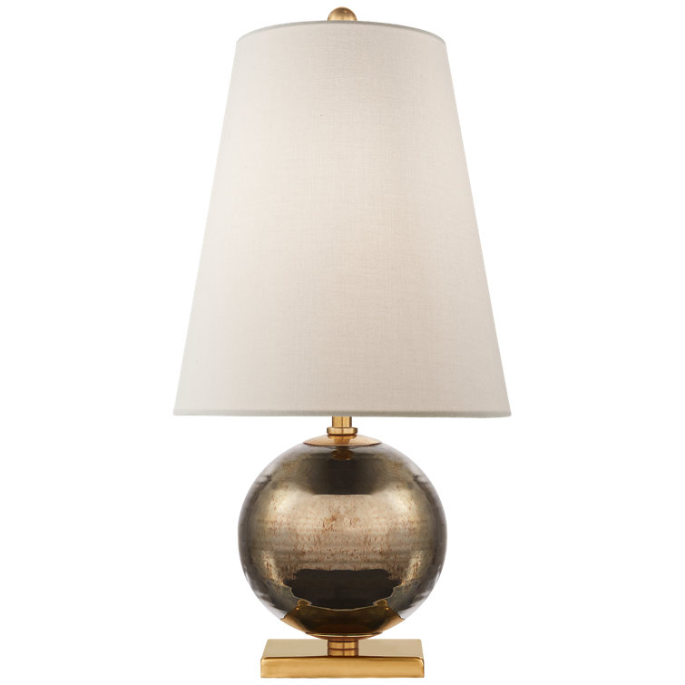 Black Pearl Adjustable Outdoor Table Lamp with Cream Linen Shade