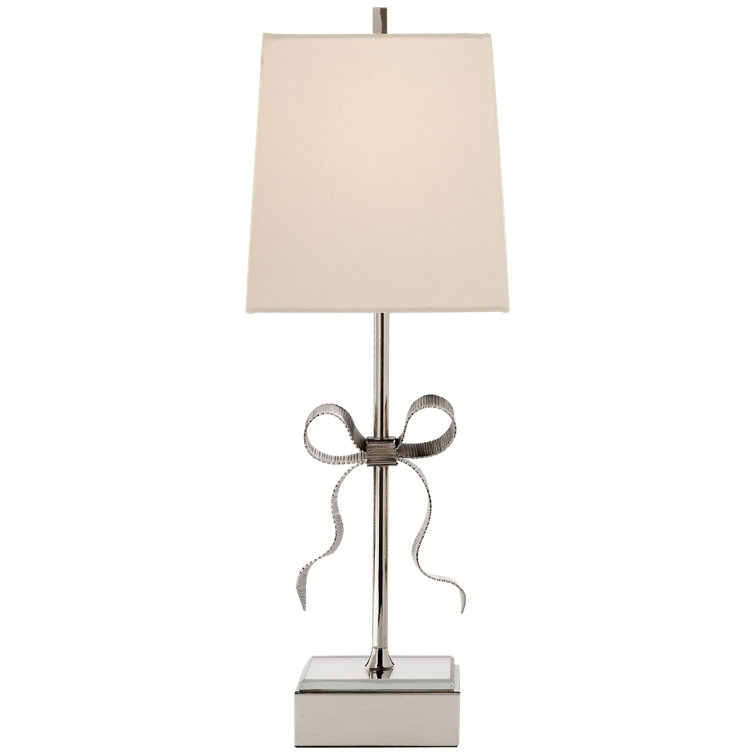Ellery Polished Nickel Outdoor Table Lamp with Cream Shade