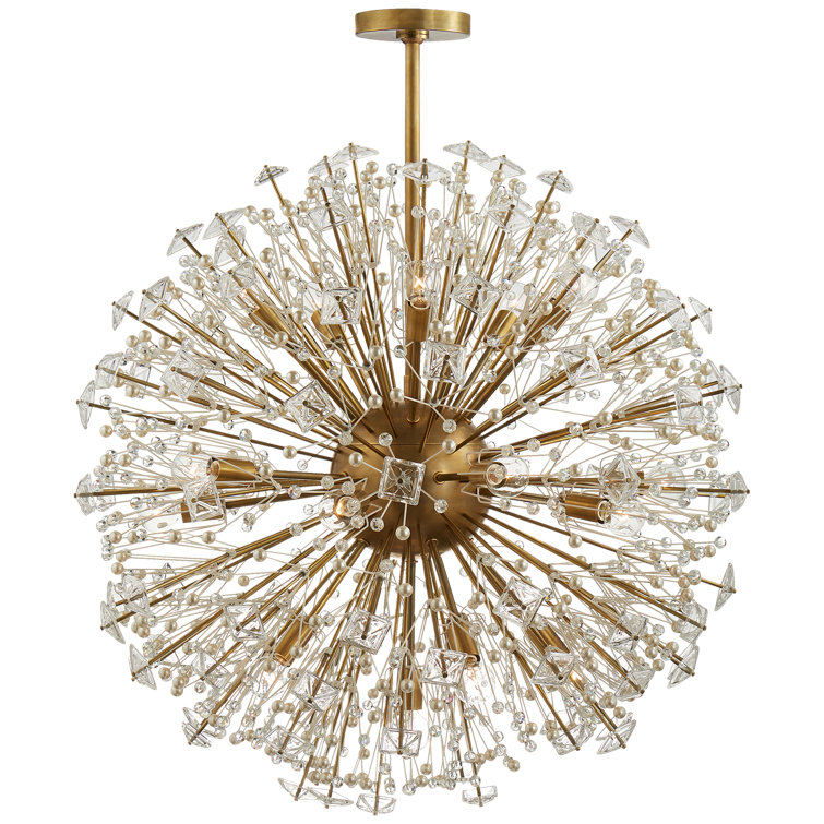 Dickinson Large Brass and Crystal Chandelier