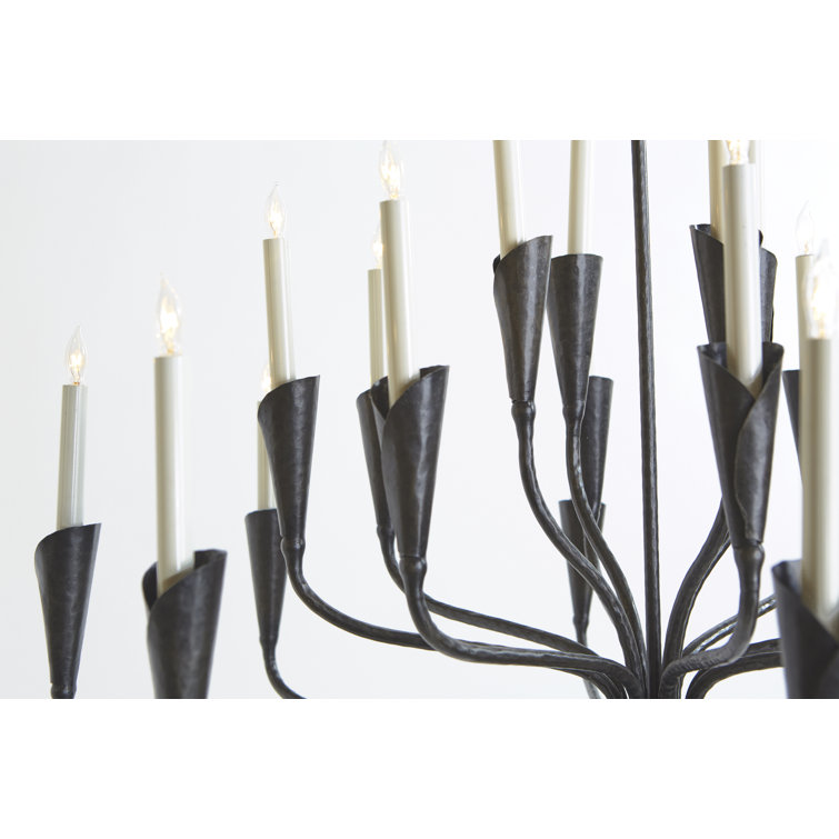 Aiden Aged Iron 20-Light Candle Chandelier
