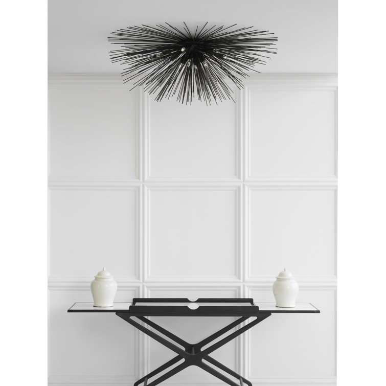 Astral Glow 40" Aged Iron & Crystal 10-Light Flush Mount