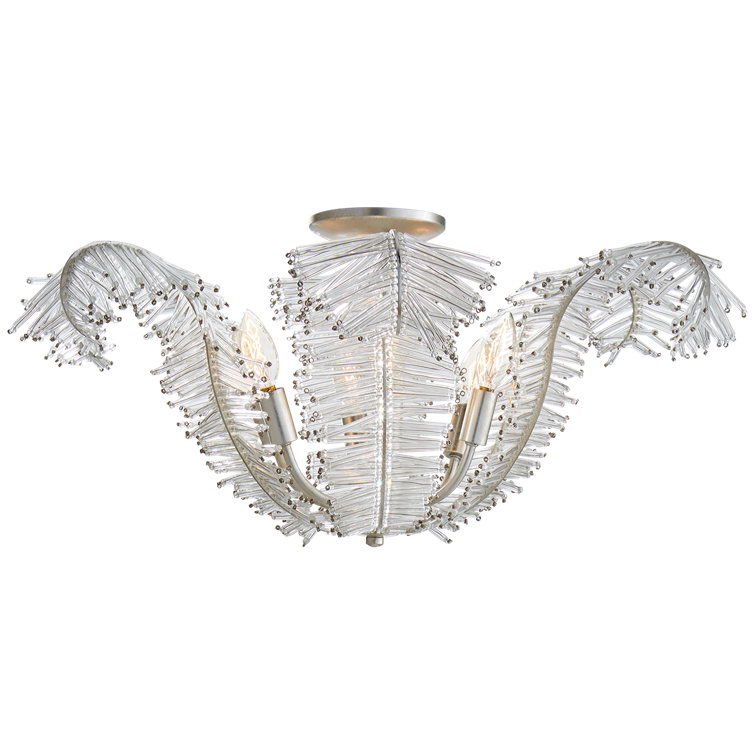Calais Burnished Silver Leaf 6-Light Glass Semi Flush Mount