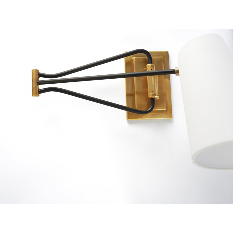 Keil 10" Black Linen Shade Swing Arm Wall Light