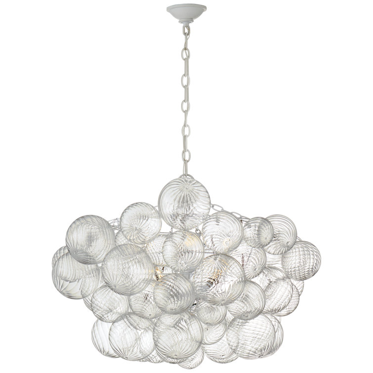 Talia Plaster White and Clear Glass 8-Light Chandelier