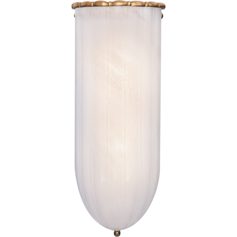 Antique Brass and White Glass Dimmable Sconce