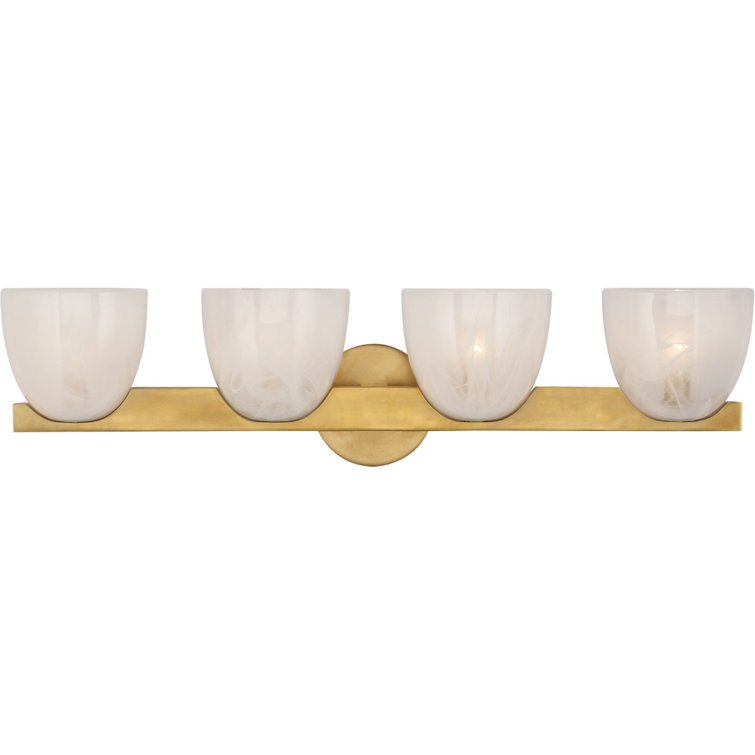 Carola Mid-Century Modern 4-Light Antique Brass Outdoor Vanity Sconce