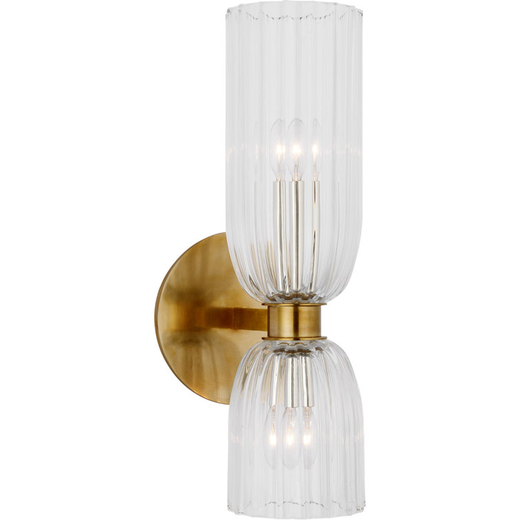 Asalea Antique Brass 16'' Double Bath Wall Sconce with Dimmable Light