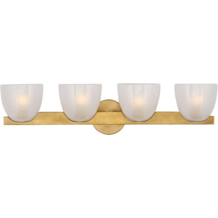 Carola Mid-Century Modern 4-Light Antique Brass Outdoor Vanity Sconce