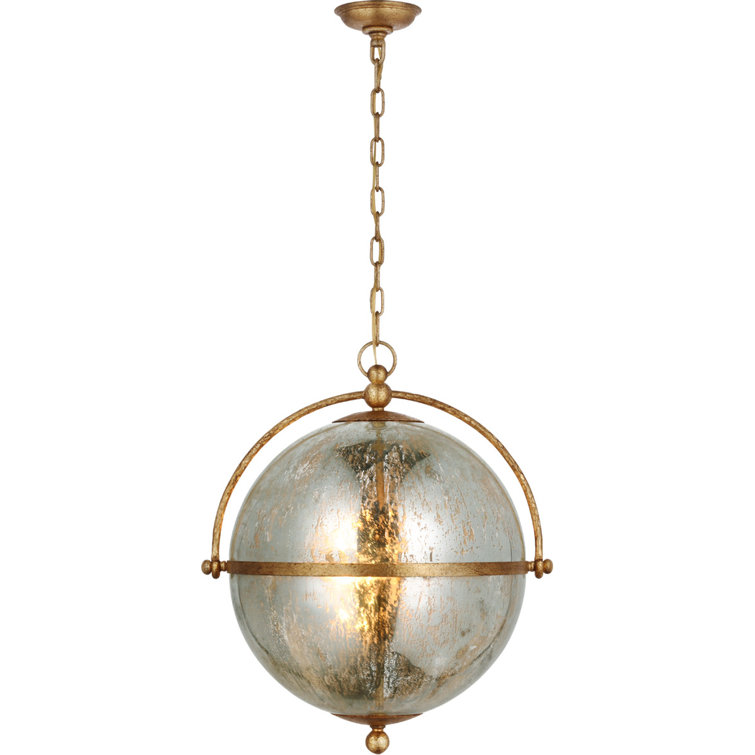 Bayridge Gilded Iron and Mercury Glass Globe Pendant Light